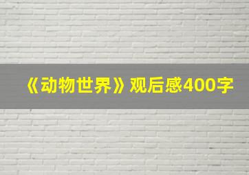 《动物世界》观后感400字