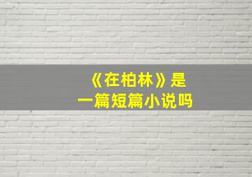 《在柏林》是一篇短篇小说吗