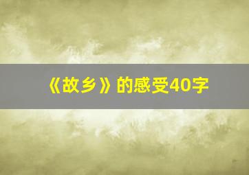 《故乡》的感受40字