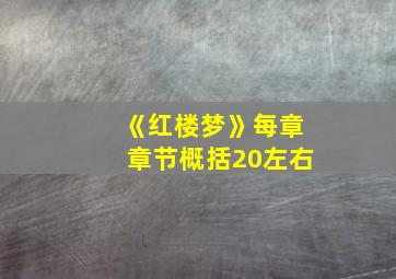 《红楼梦》每章章节概括20左右