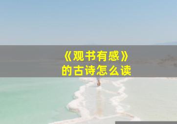 《观书有感》的古诗怎么读