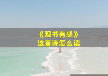 《观书有感》这首诗怎么读