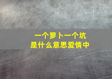 一个萝卜一个坑是什么意思爱情中