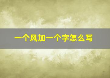 一个风加一个字怎么写