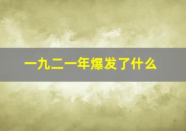 一九二一年爆发了什么