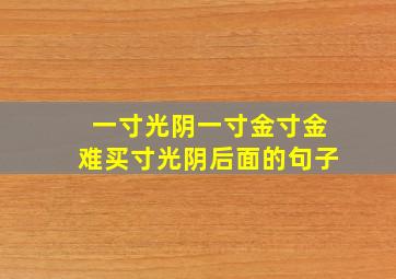 一寸光阴一寸金寸金难买寸光阴后面的句子