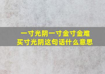 一寸光阴一寸金寸金难买寸光阴这句话什么意思