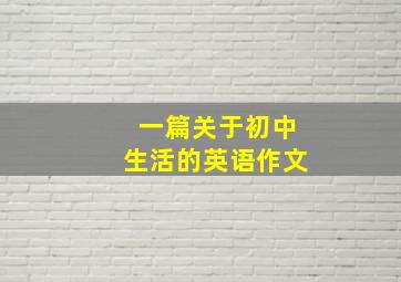 一篇关于初中生活的英语作文