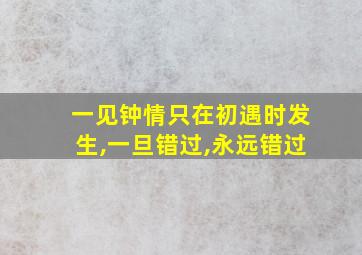 一见钟情只在初遇时发生,一旦错过,永远错过