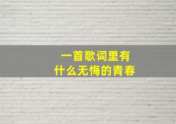 一首歌词里有什么无悔的青春