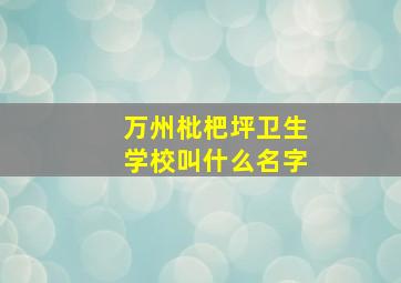 万州枇杷坪卫生学校叫什么名字