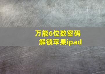 万能6位数密码解锁苹果ipad