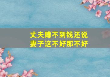 丈夫赚不到钱还说妻子这不好那不好