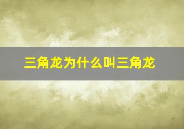 三角龙为什么叫三角龙