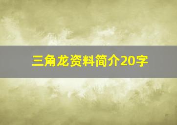 三角龙资料简介20字