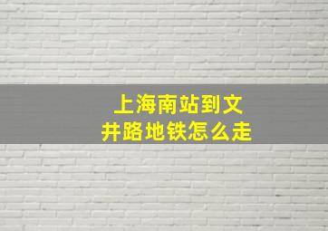 上海南站到文井路地铁怎么走