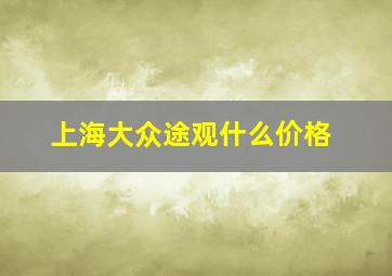 上海大众途观什么价格