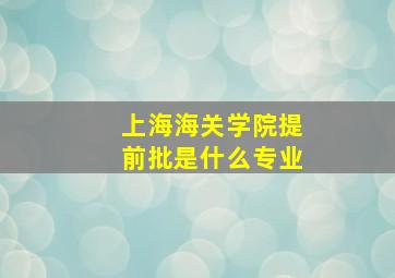 上海海关学院提前批是什么专业