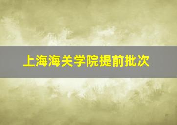 上海海关学院提前批次