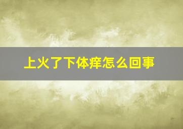 上火了下体痒怎么回事