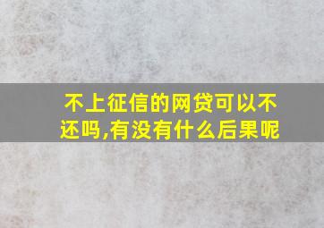 不上征信的网贷可以不还吗,有没有什么后果呢