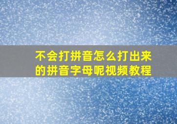 不会打拼音怎么打出来的拼音字母呢视频教程