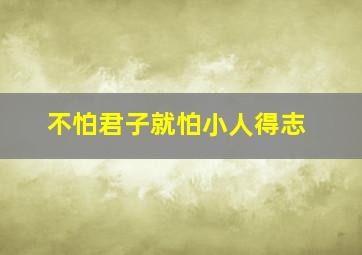 不怕君子就怕小人得志