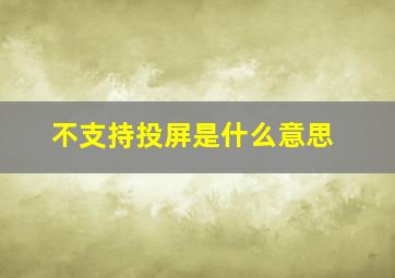 不支持投屏是什么意思