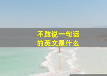 不敢说一句话的英文是什么