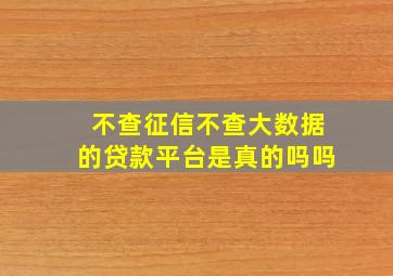 不查征信不查大数据的贷款平台是真的吗吗