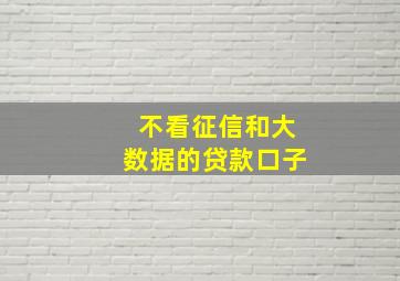 不看征信和大数据的贷款口子