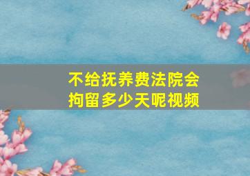 不给抚养费法院会拘留多少天呢视频