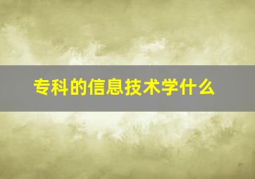 专科的信息技术学什么