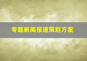 专题新闻报道策划方案