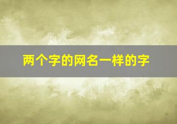 两个字的网名一样的字