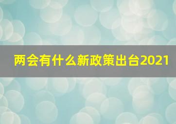 两会有什么新政策出台2021