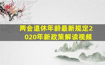 两会退休年龄最新规定2020年新政策解读视频