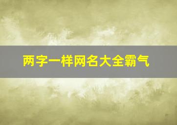 两字一样网名大全霸气