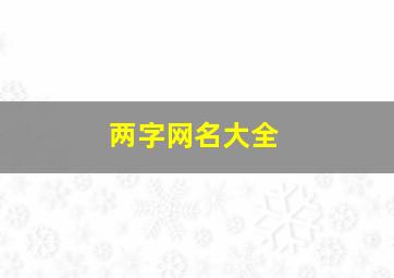 两字网名大全