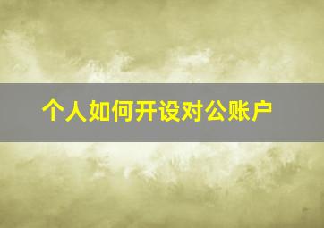 个人如何开设对公账户