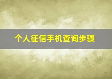 个人征信手机查询步骤