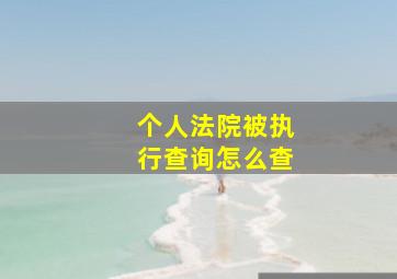 个人法院被执行查询怎么查