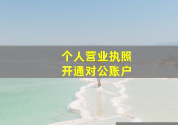 个人营业执照开通对公账户