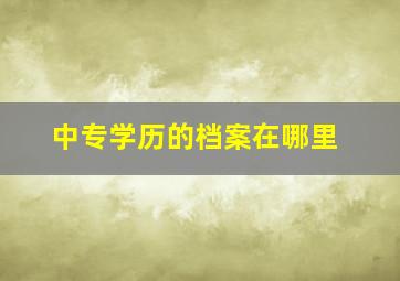 中专学历的档案在哪里