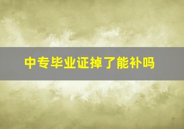 中专毕业证掉了能补吗