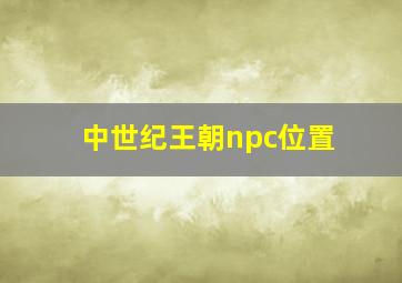 中世纪王朝npc位置