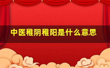 中医稚阴稚阳是什么意思