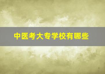 中医考大专学校有哪些