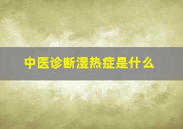 中医诊断湿热症是什么