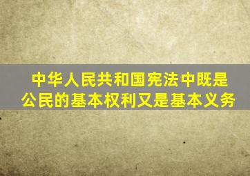 中华人民共和国宪法中既是公民的基本权利又是基本义务